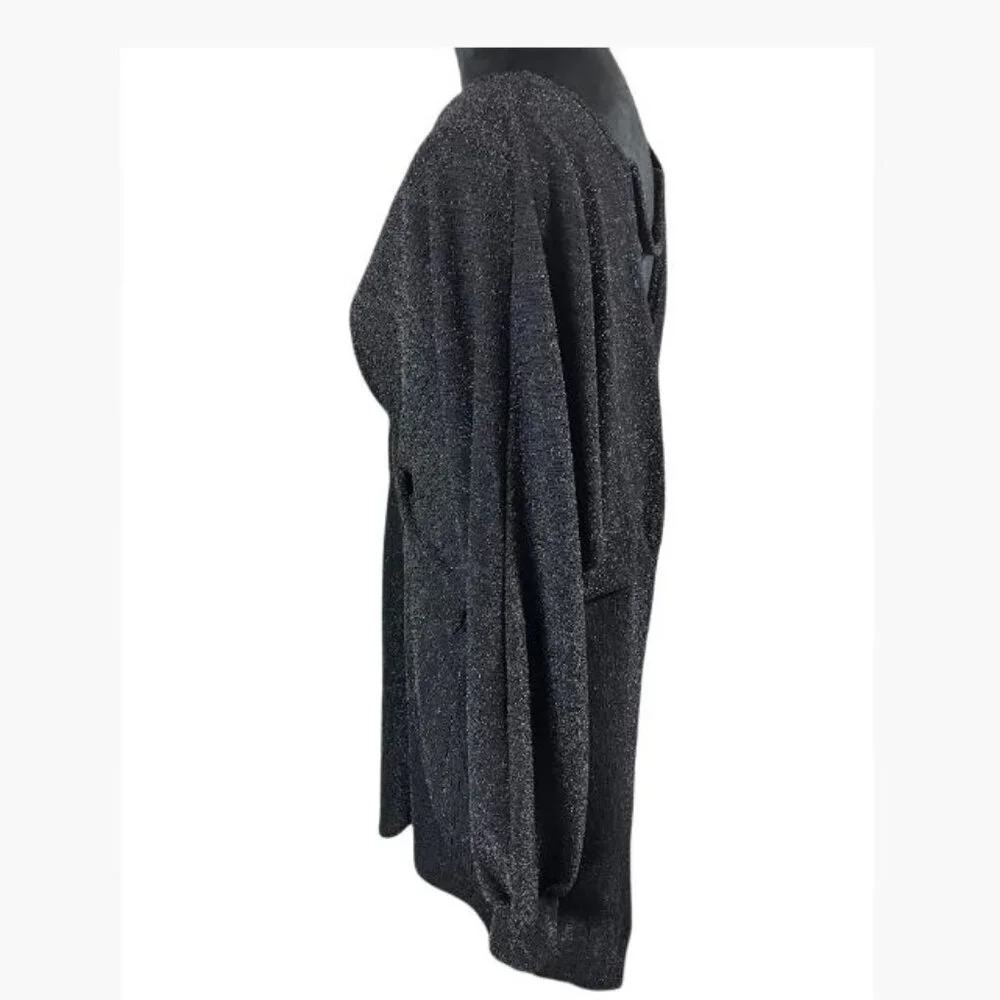 Feral Apparel Black Metallic Faux Wrap-Style Body-Con Dress Size 3XL EUC